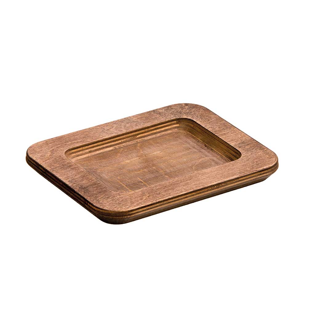 Lodge Rectangular Trivet Tray In Walnut-Stained Wood Suitable for HMSRC tray